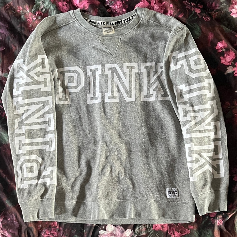 PINK Victoria's Secret Gray Crewneck Sweater